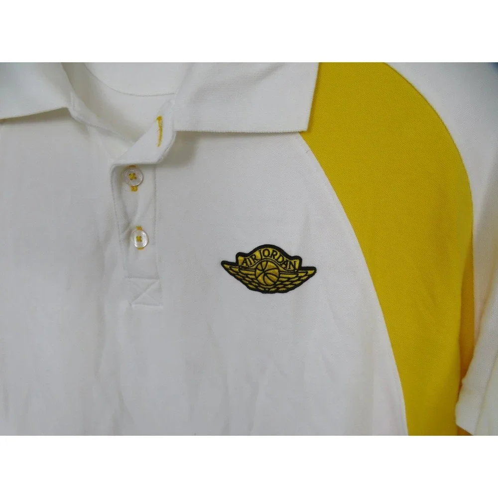 Vtg Air Jordan 1 Retro Polo Shirt Mens 3XL Wings White Yellow Flight Basketball